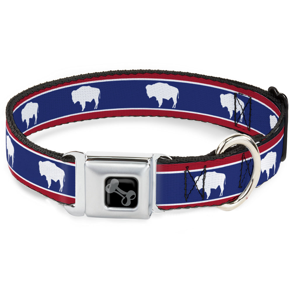 Dog Bone Seatbelt Buckle Collar - Wyoming Flags Bison Silhouette Seatbelt Buckle Collars Buckle-Down