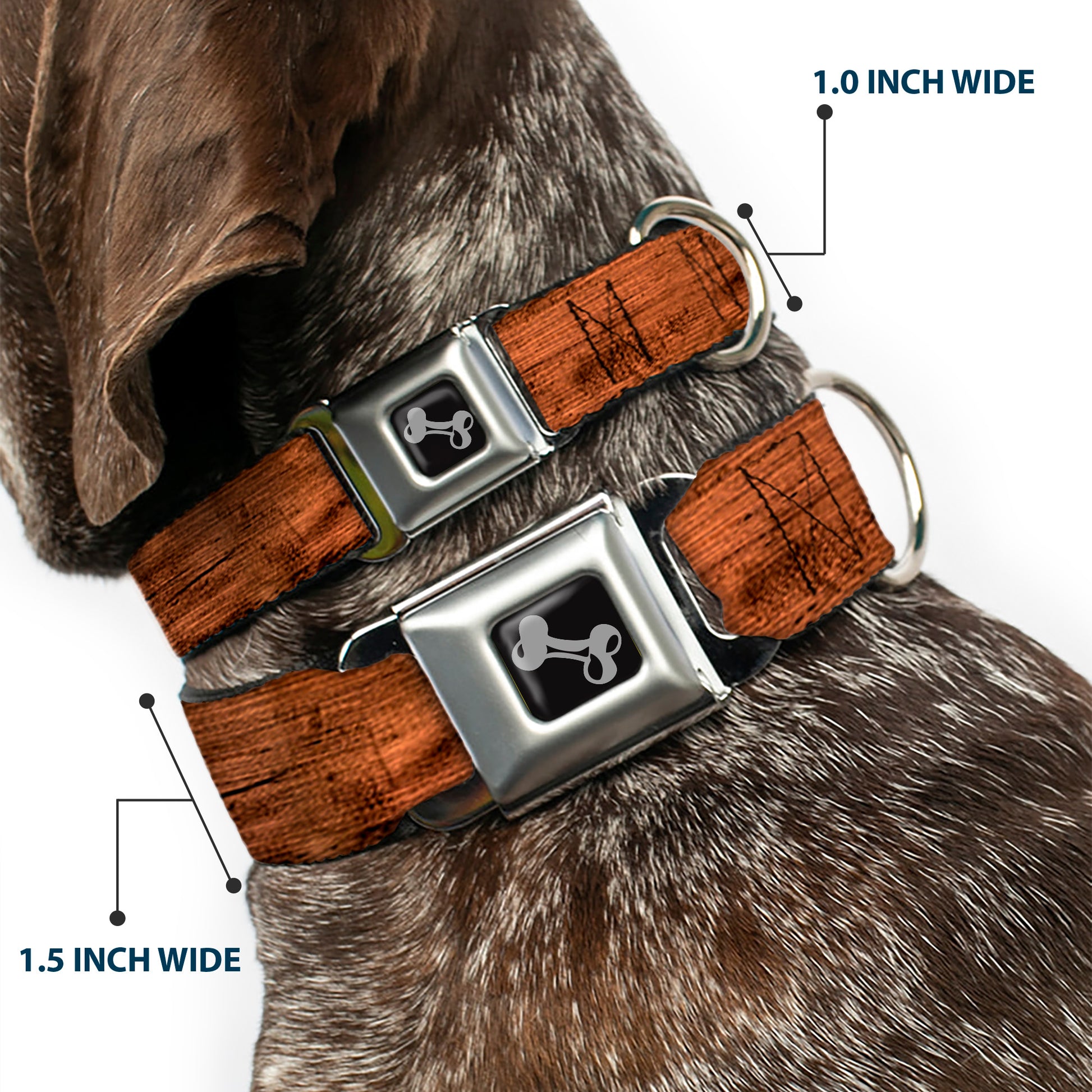 Dog Bone Seatbelt Buckle Collar - Wood Grain3 Horizontal Brown Seatbelt Buckle Collars Buckle-Down