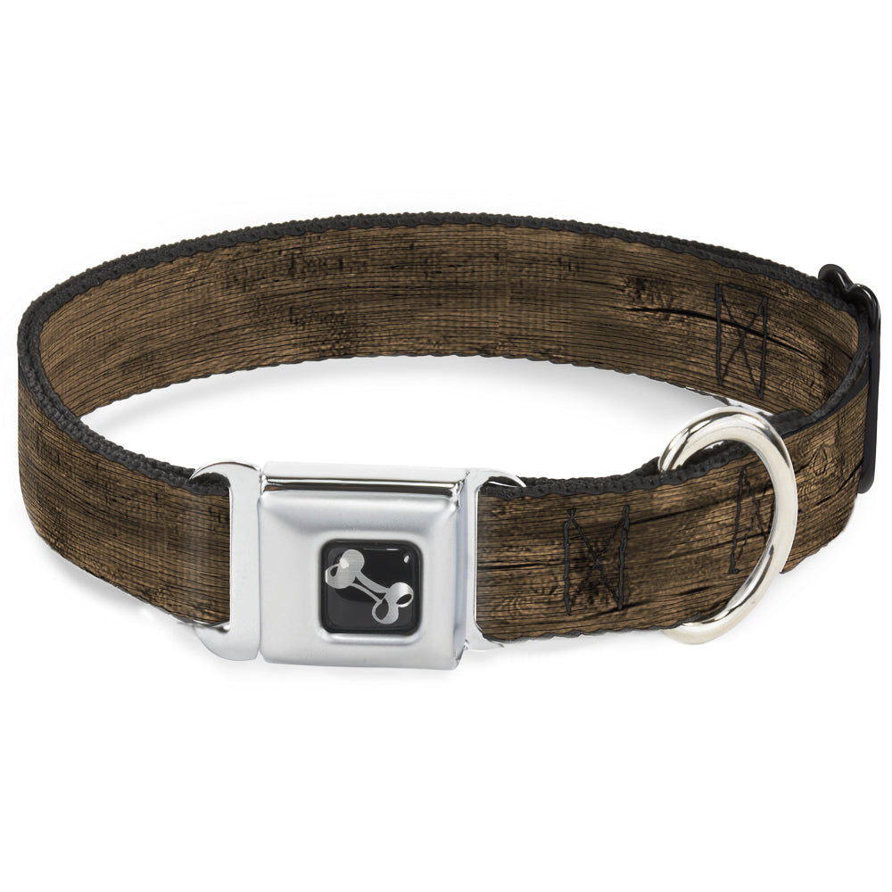 Dog Bone Seatbelt Buckle Collar - Wood Grain3 Horizontal Brown Seatbelt Buckle Collars Buckle-Down