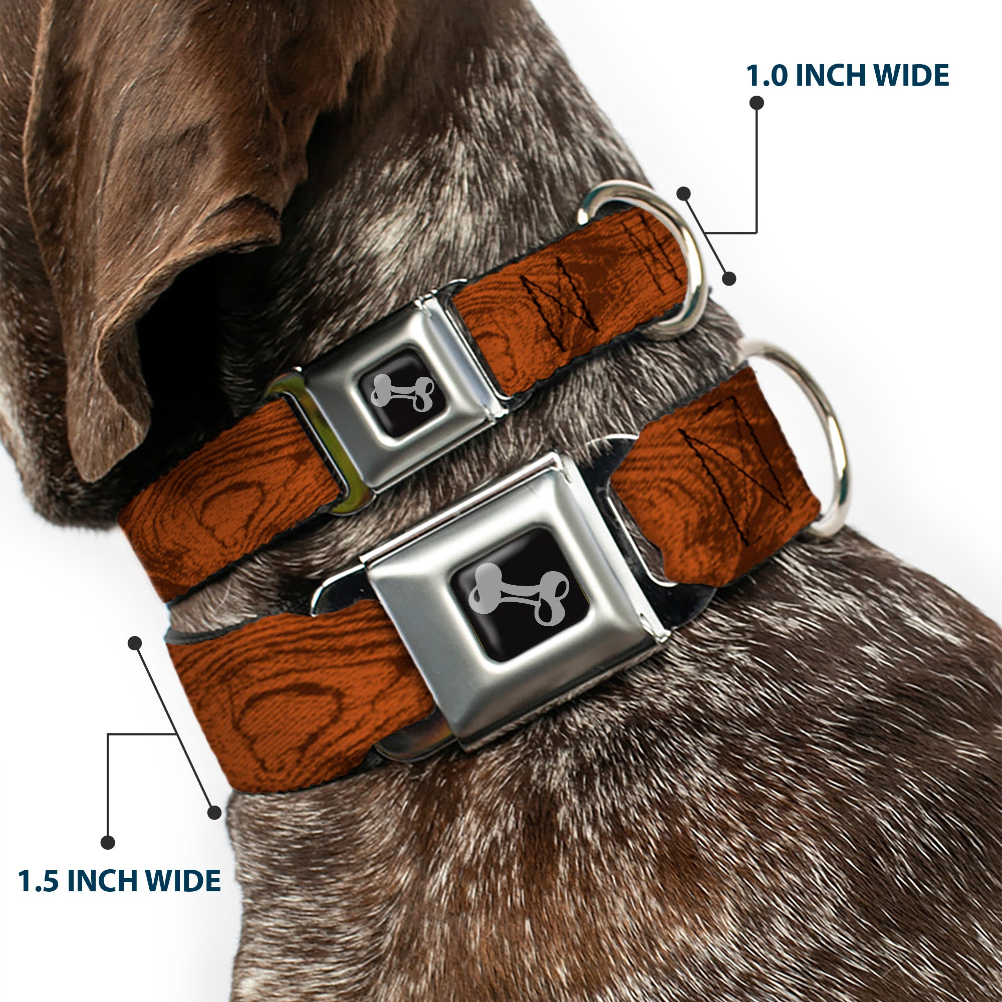 Dog Bone Seatbelt Buckle Collar - Wood Grain Cherry Wood Seatbelt Buckle Collars Buckle-Down