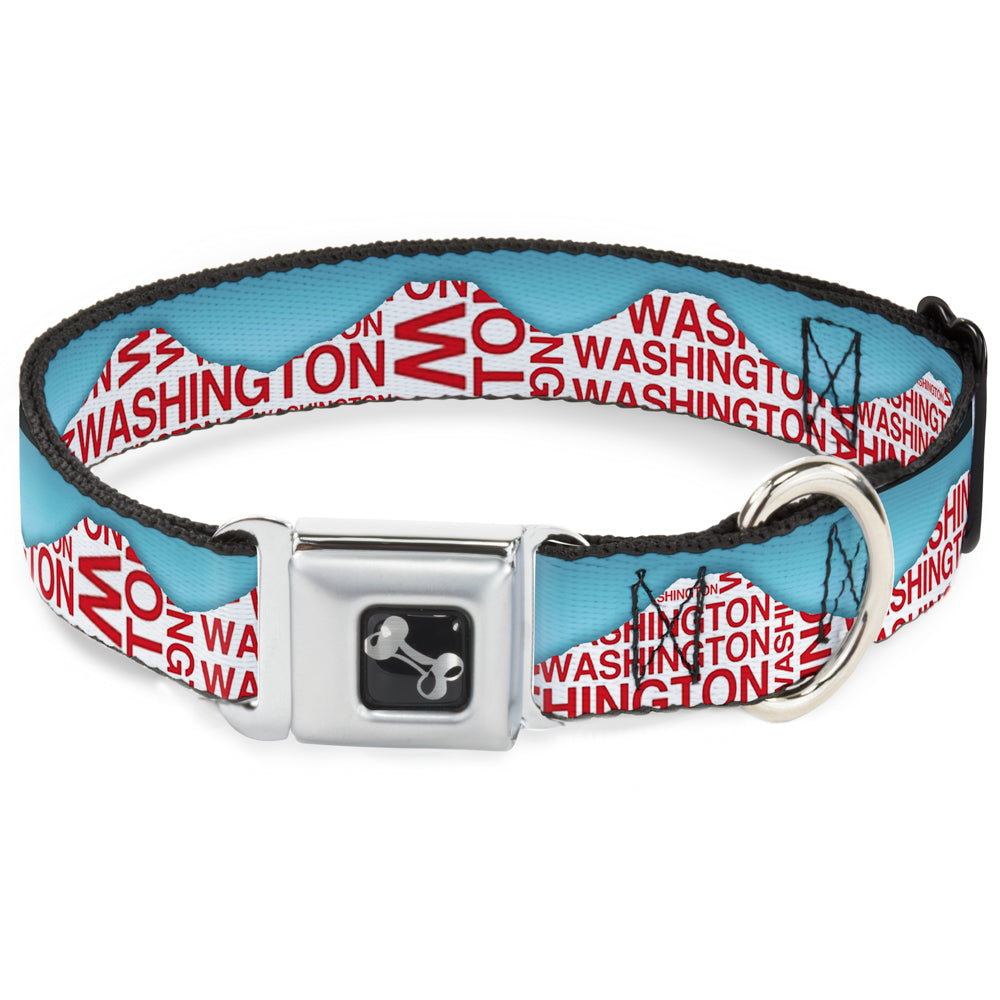 Dog Bone Seatbelt Buckle Collar - WASHINGTON Mountain Range Turquoise/White/Red Seatbelt Buckle Collars Buckle-Down