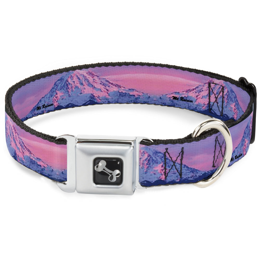 Dog Bone Seatbelt Buckle Collar - Washington MT. RAINIER Sunset Landscape Seatbelt Buckle Collars Buckle-Down