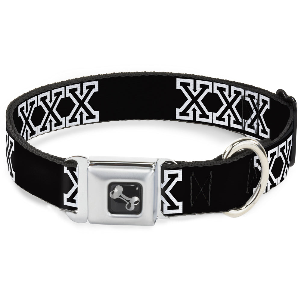 Buckle-Down Seatbelt Buckle Dog Collar - XXX Black/White Seatbelt Buckle Collars Buckle-Down