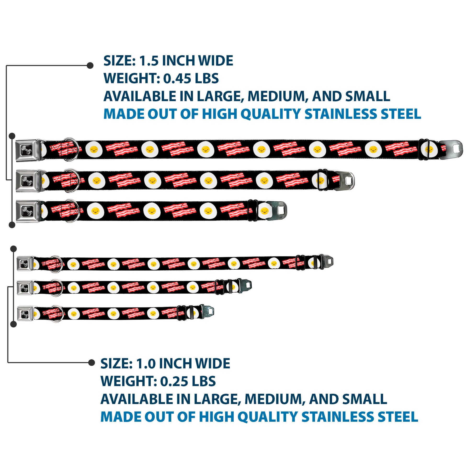 Dog Bone Seatbelt Buckle Collar - Bacon & Eggs Black Seatbelt Buckle Collars Buckle-Down