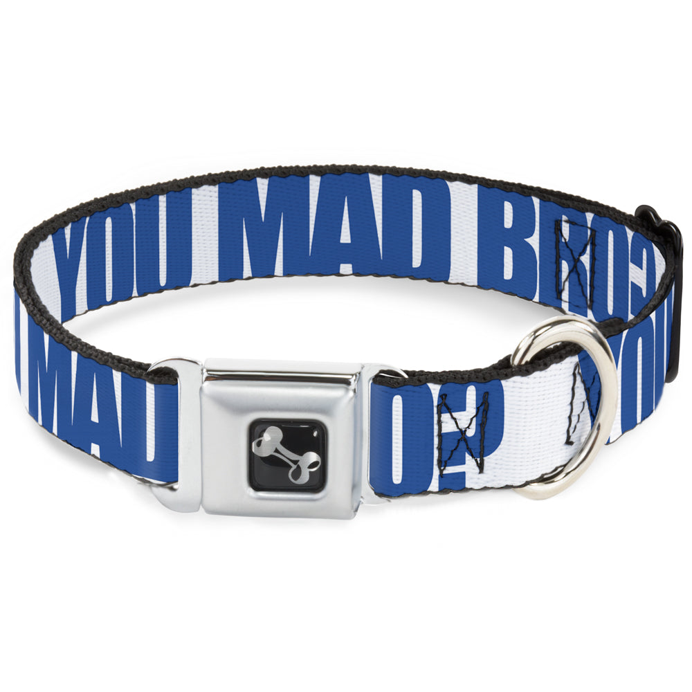 Dog Bone Seatbelt Buckle Collar - YOU MAD BRO White/Royal Seatbelt Buckle Collars Buckle-Down