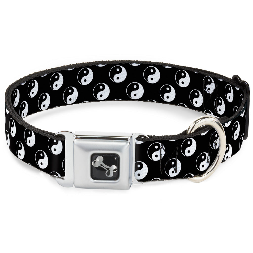 Dog Bone Seatbelt Buckle Collar - Yin Yang Monogram Black/White Seatbelt Buckle Collars Buckle-Down