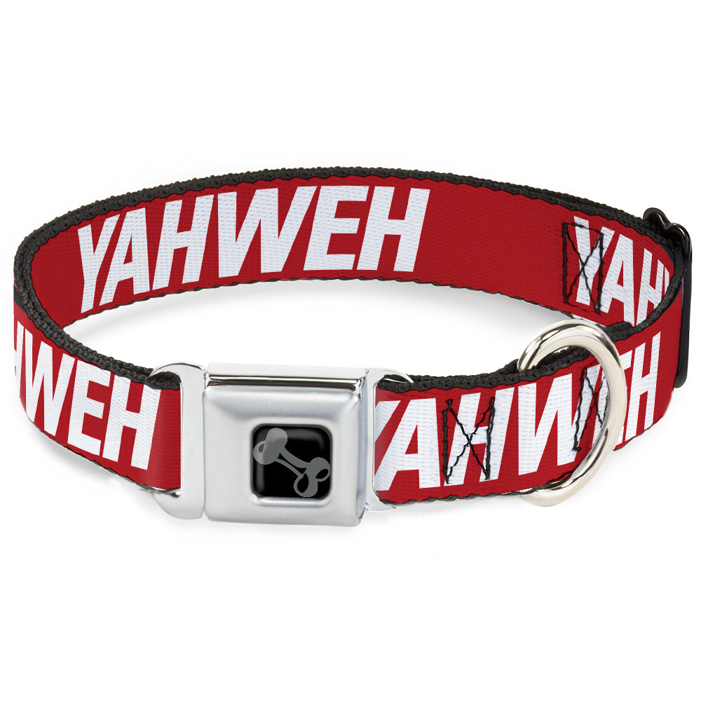 Dog Bone Black/Silver Seatbelt Buckle Collar - YAHWEH Text Red/White Seatbelt Buckle Collars Buckle-Down