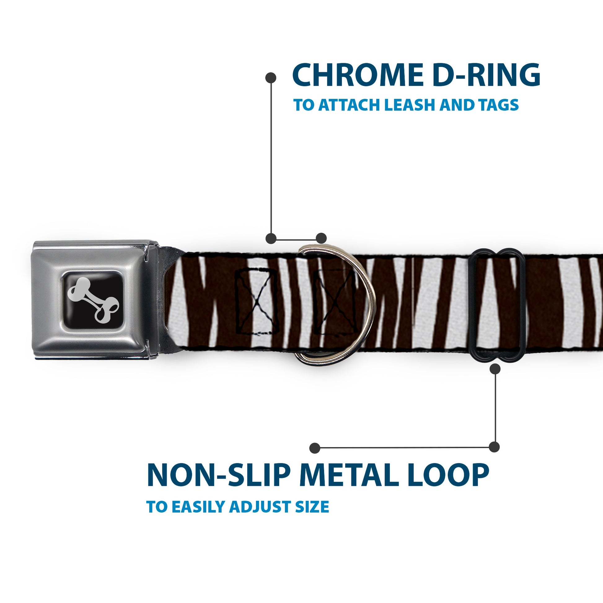Dog Bone Seatbelt Buckle Collar - Zebra Seatbelt Buckle Collars Buckle-Down