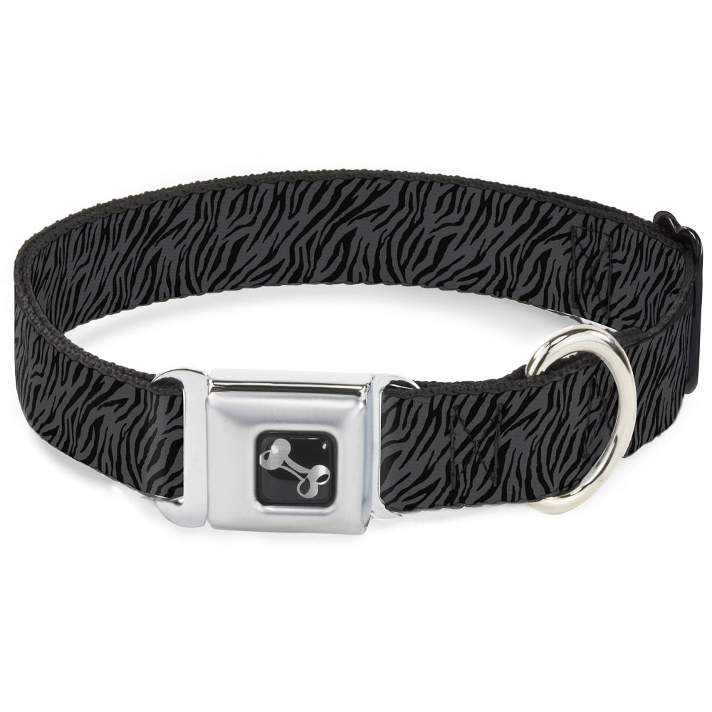 Dog Bone Seatbelt Buckle Collar - Zebra 2 Black/Gray Seatbelt Buckle Collars Buckle-Down