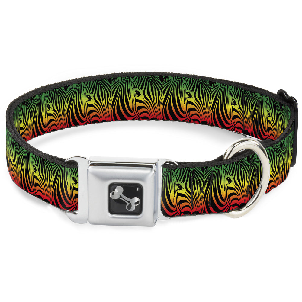 Dog Bone Seatbelt Buckle Collar - Zebra Head Rasta Seatbelt Buckle Collars Buckle-Down