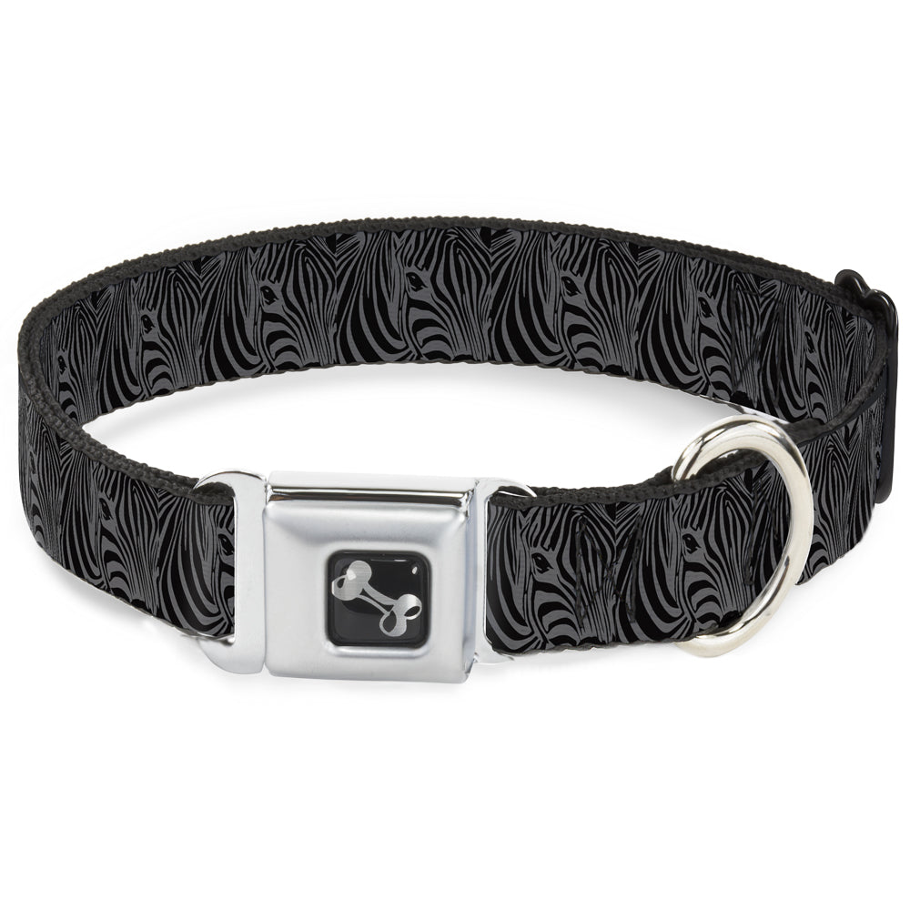 Dog Bone Seatbelt Buckle Collar - Zebra Head Black/Gray Seatbelt Buckle Collars Buckle-Down