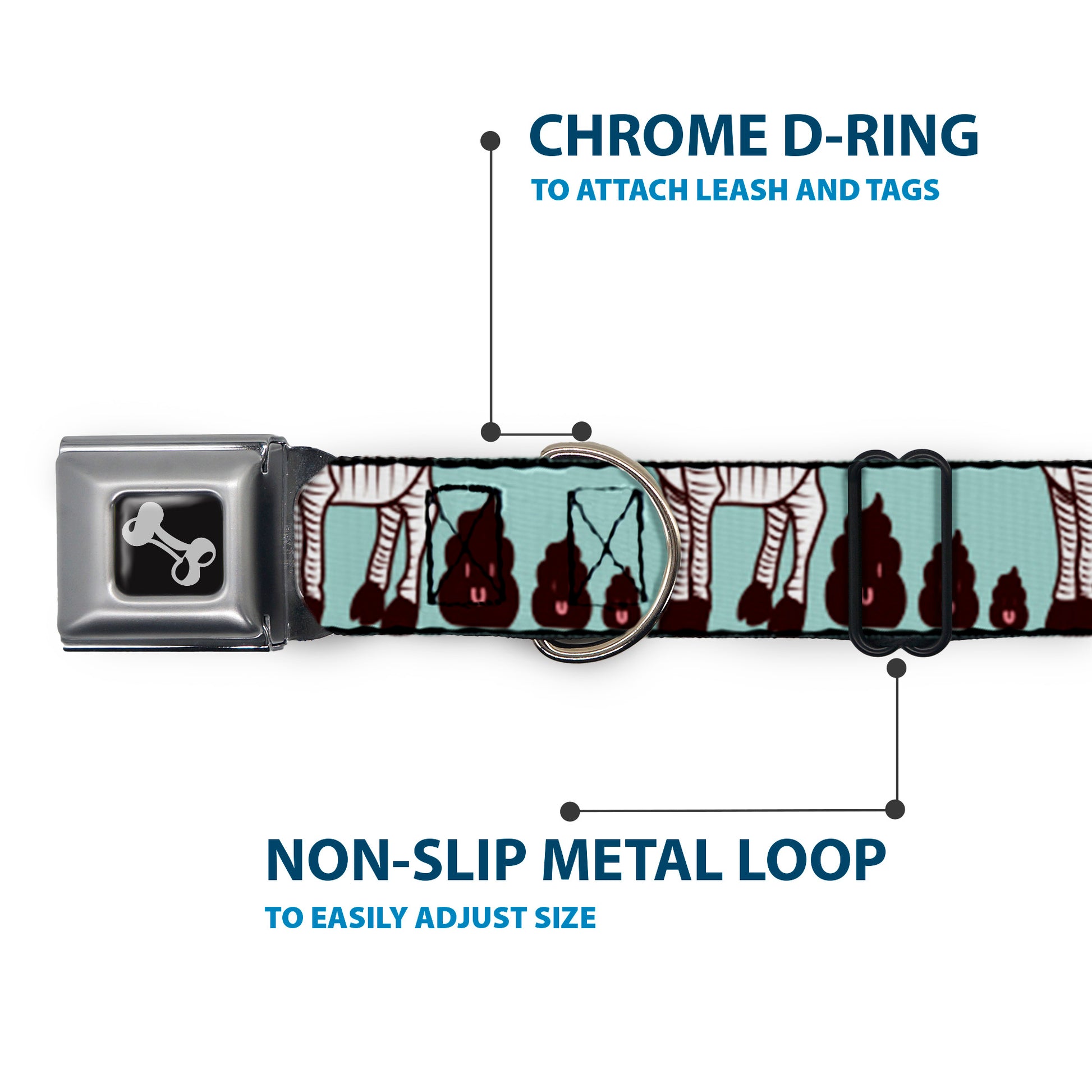 Dog Bone Seatbelt Buckle Collar - Zebra Poops Color Seatbelt Buckle Collars Buckle-Down