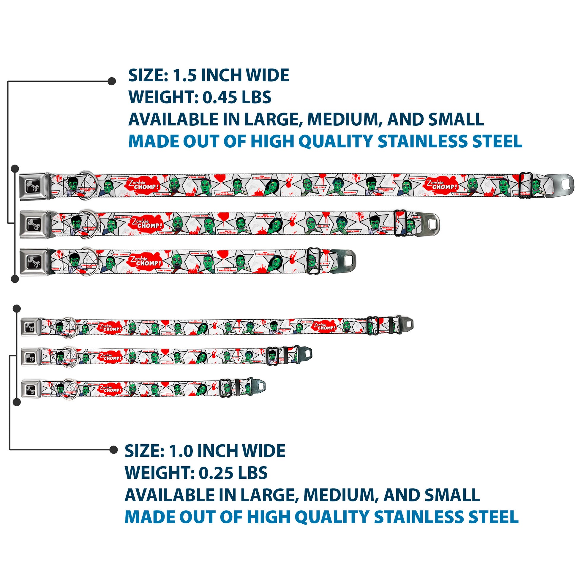 Dog Bone Seatbelt Buckle Collar - Zombie CHOMP! Seatbelt Buckle Collars Buckle-Down