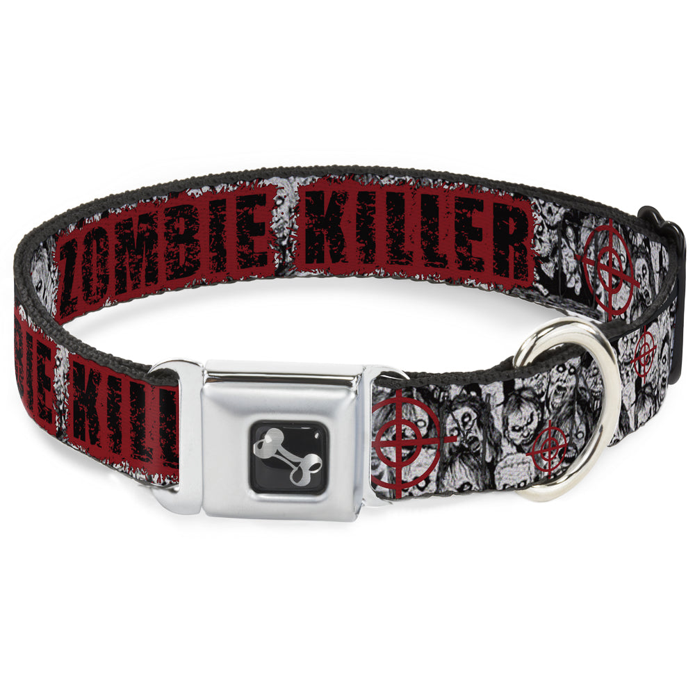 Dog Bone Seatbelt Buckle Collar - ZOMBIE KILLER w/Stacked Zombies Sketch Seatbelt Buckle Collars Buckle-Down