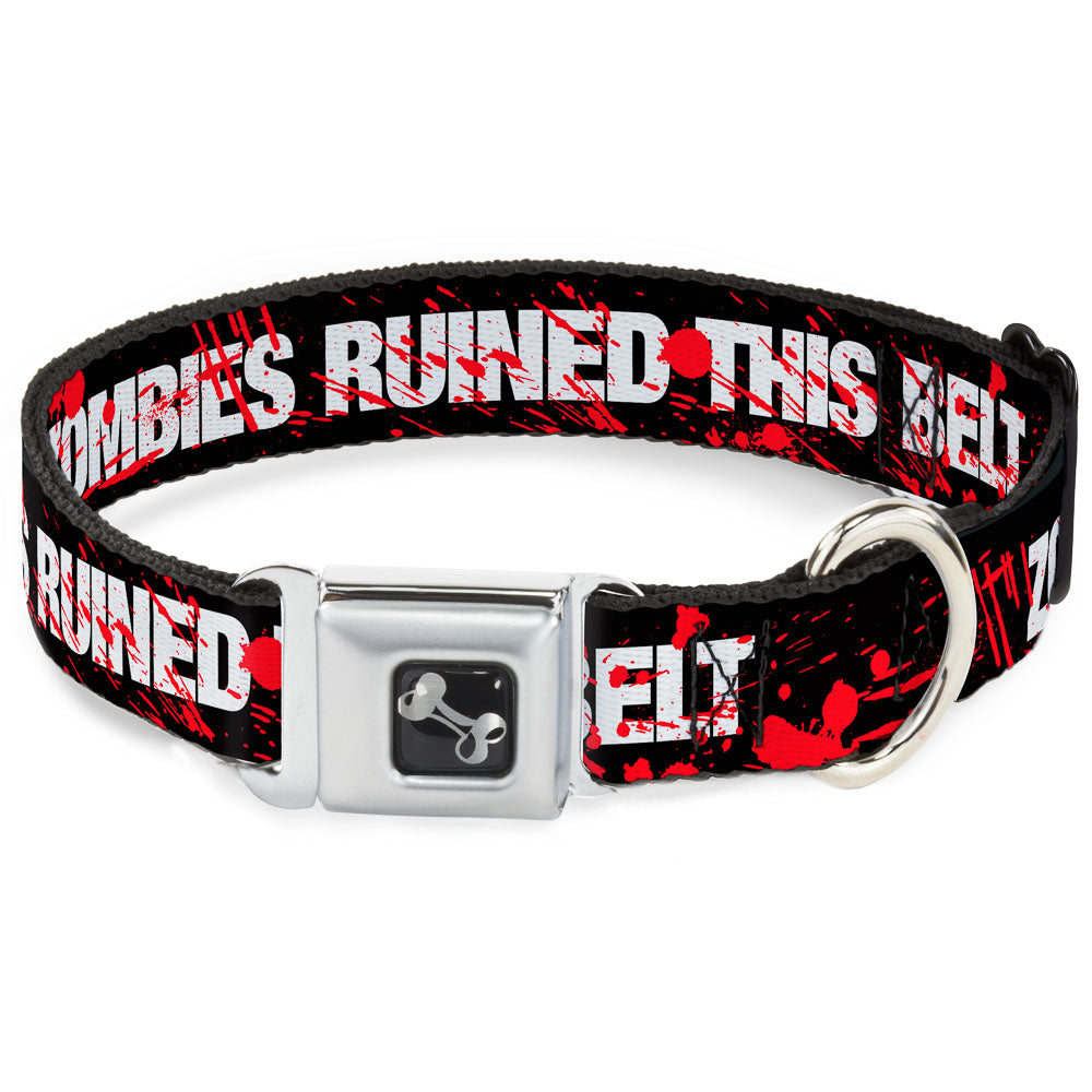 Dog Bone Seatbelt Buckle Collar - ZOMBIES RUINED THIS BELT Black/White/Red Splatter Seatbelt Buckle Collars Buckle-Down