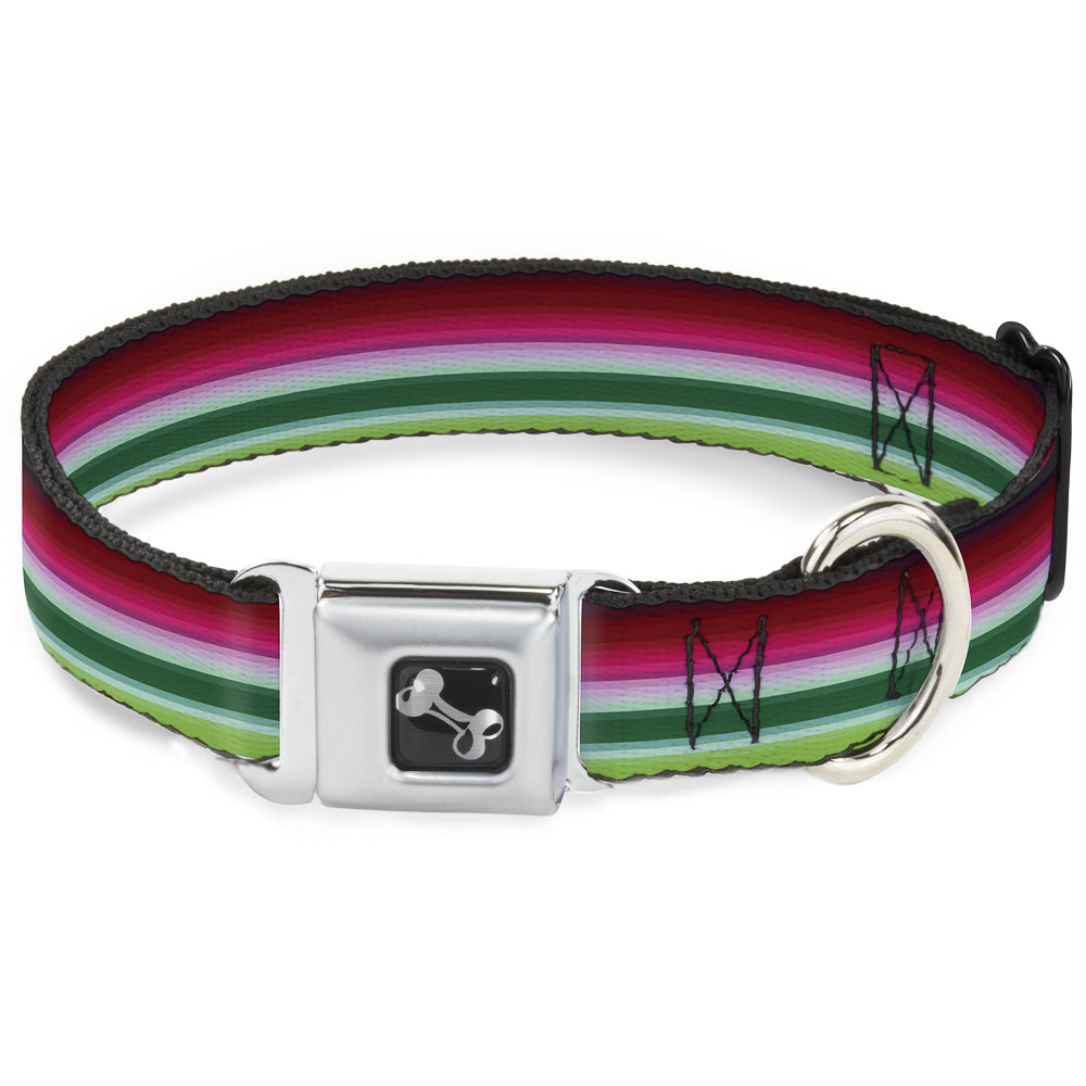 Dog Bone Seatbelt Buckle Collar - Zarape1 Horizontal Red/White/Green Seatbelt Buckle Collars Buckle-Down