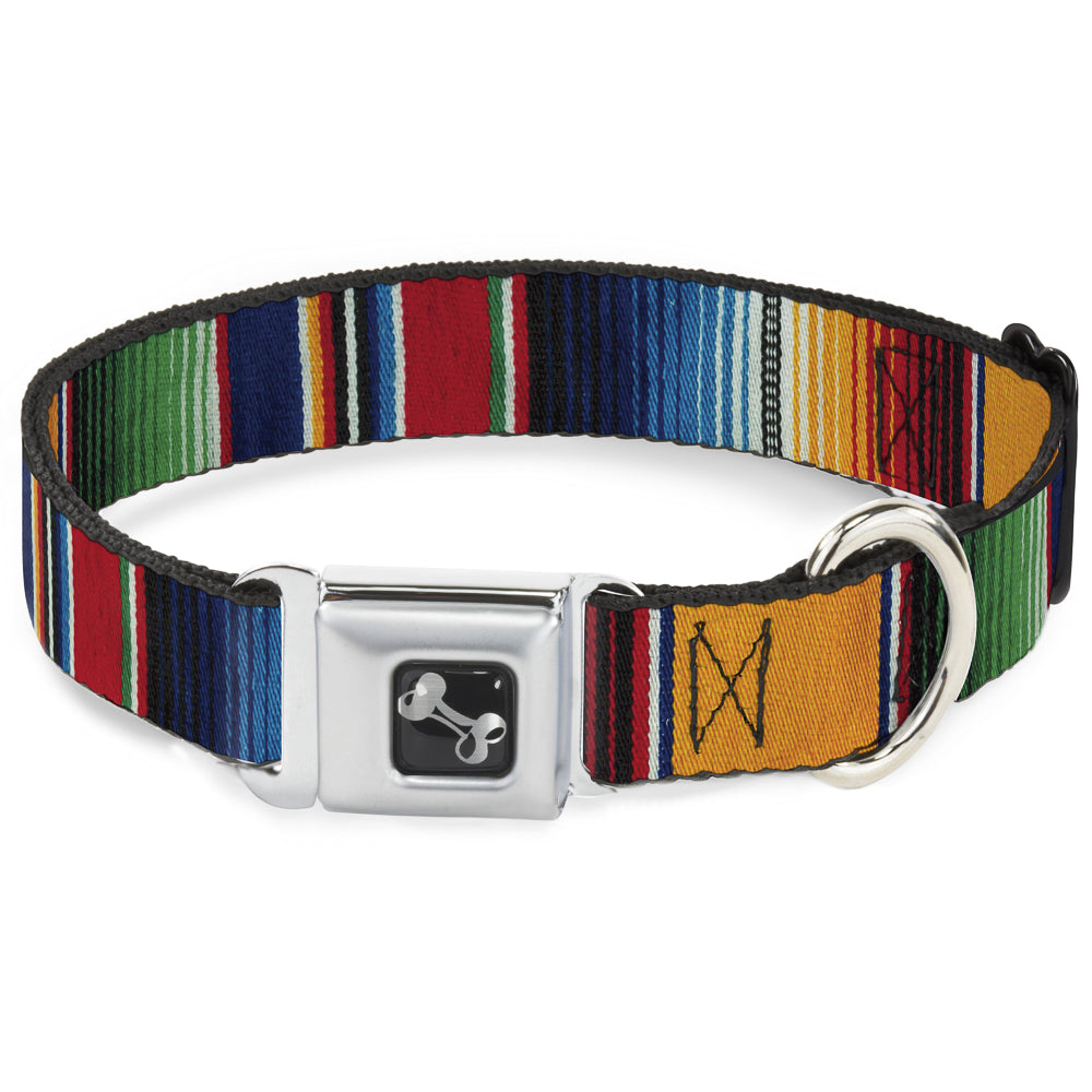 Dog Bone Seatbelt Buckle Collar - Zarape2 Vertical Multi Color Stripe Seatbelt Buckle Collars Buckle-Down