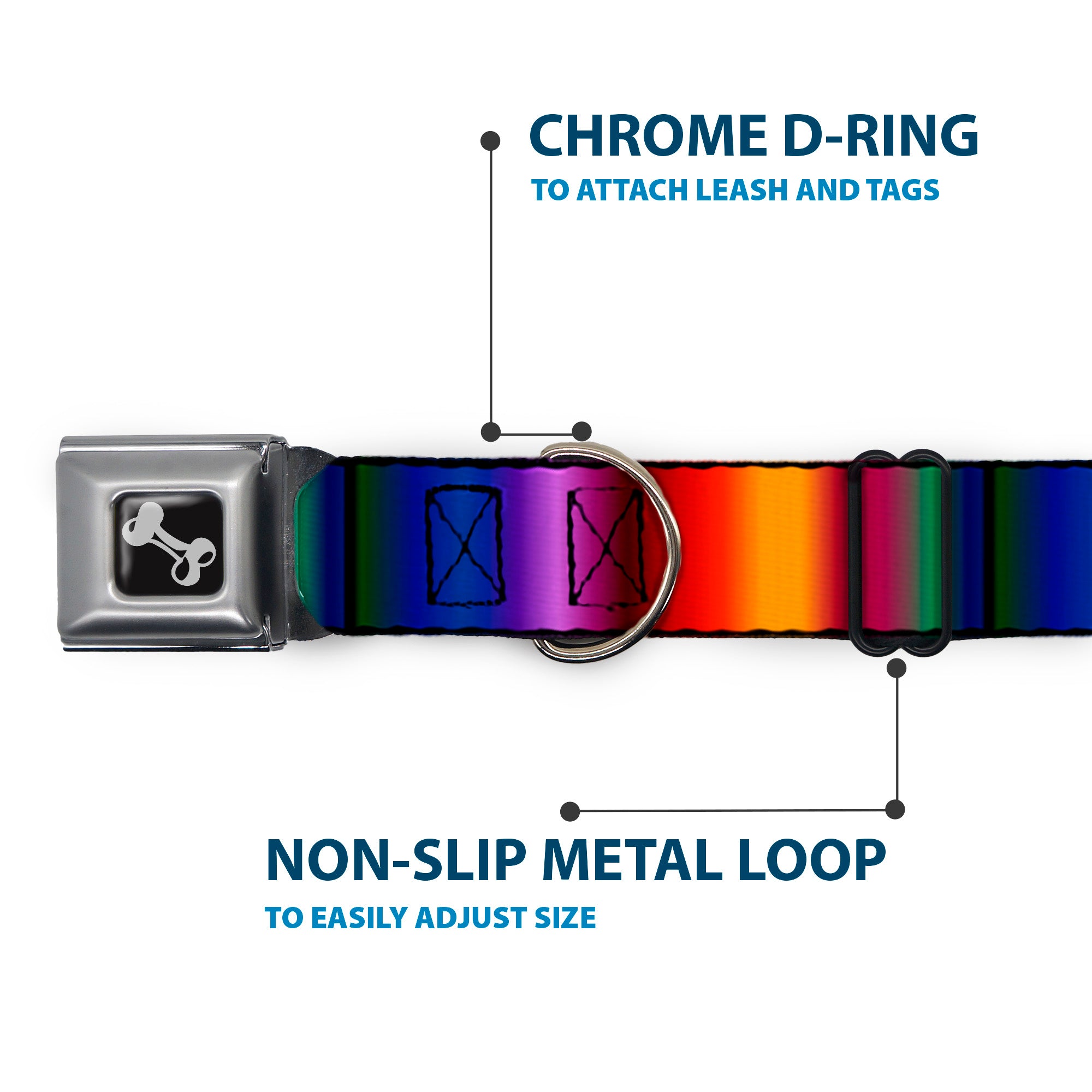 Dog Bone Seatbelt Buckle Collar - Zarape3 Vertical Multi Color Fade Seatbelt Buckle Collars Buckle-Down