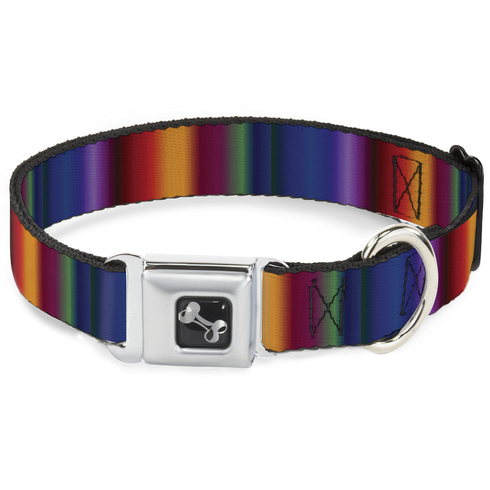 Dog Bone Seatbelt Buckle Collar - Zarape3 Vertical Multi Color Fade Seatbelt Buckle Collars Buckle-Down