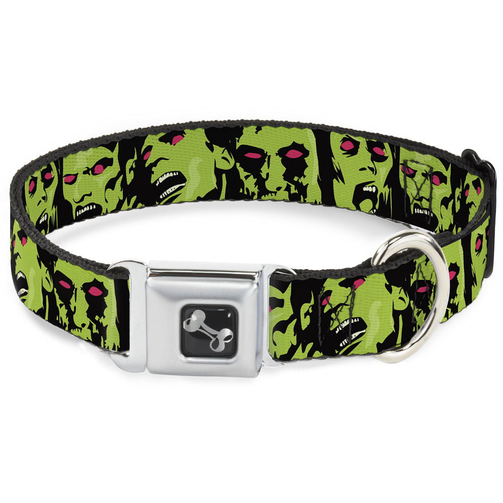 Dog Bone Seatbelt Buckle Collar - Zombie Expressions Black/Green/Red Seatbelt Buckle Collars Buckle-Down