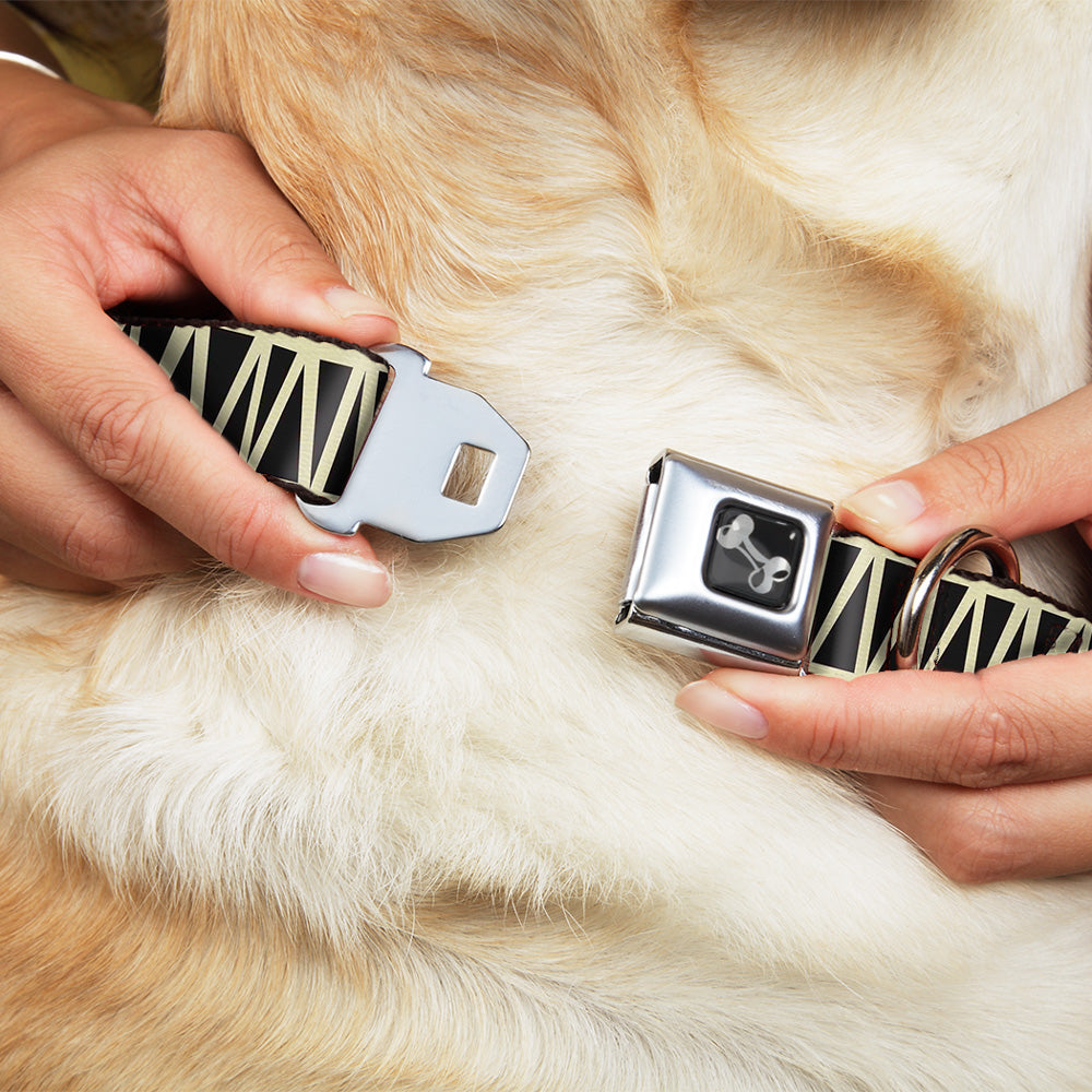 Dog Bone Seatbelt Buckle Collar - Zig Zag Doodle Cream/Black Seatbelt Buckle Collars Buckle-Down