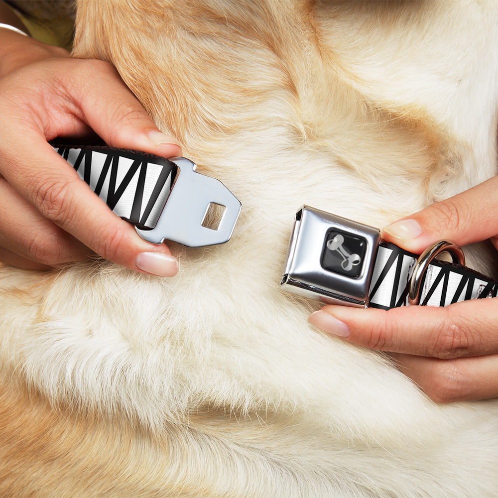 Dog Bone Seatbelt Buckle Collar - Zig Zag Doodle Black/White Seatbelt Buckle Collars Buckle-Down