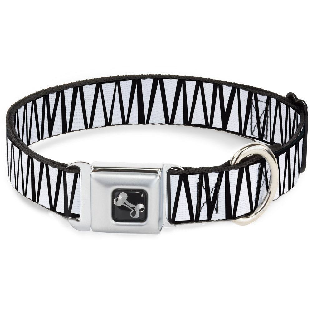 Dog Bone Seatbelt Buckle Collar - Zig Zag Doodle Black/White Seatbelt Buckle Collars Buckle-Down