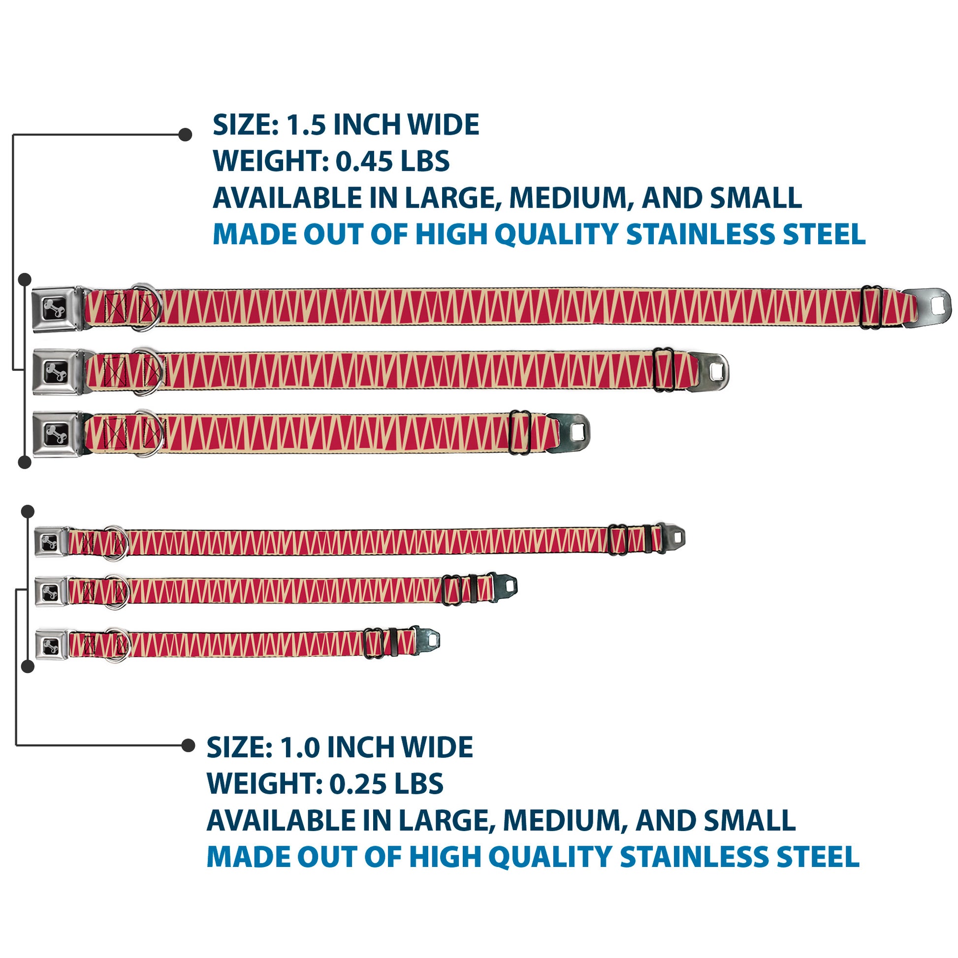 Dog Bone Seatbelt Buckle Collar - Zig Zag Doodle Tan/Red Seatbelt Buckle Collars Buckle-Down