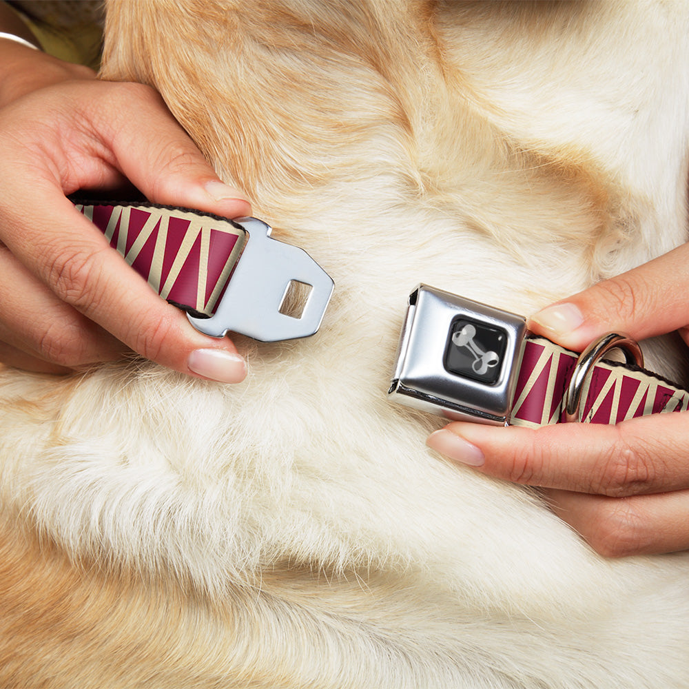 Dog Bone Seatbelt Buckle Collar - Zig Zag Doodle Tan/Red Seatbelt Buckle Collars Buckle-Down