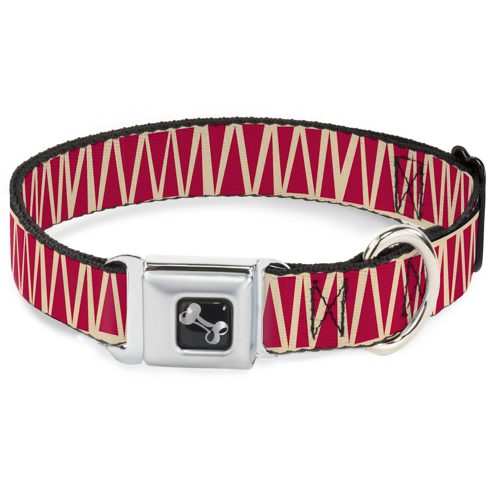 Dog Bone Seatbelt Buckle Collar - Zig Zag Doodle Tan/Red Seatbelt Buckle Collars Buckle-Down