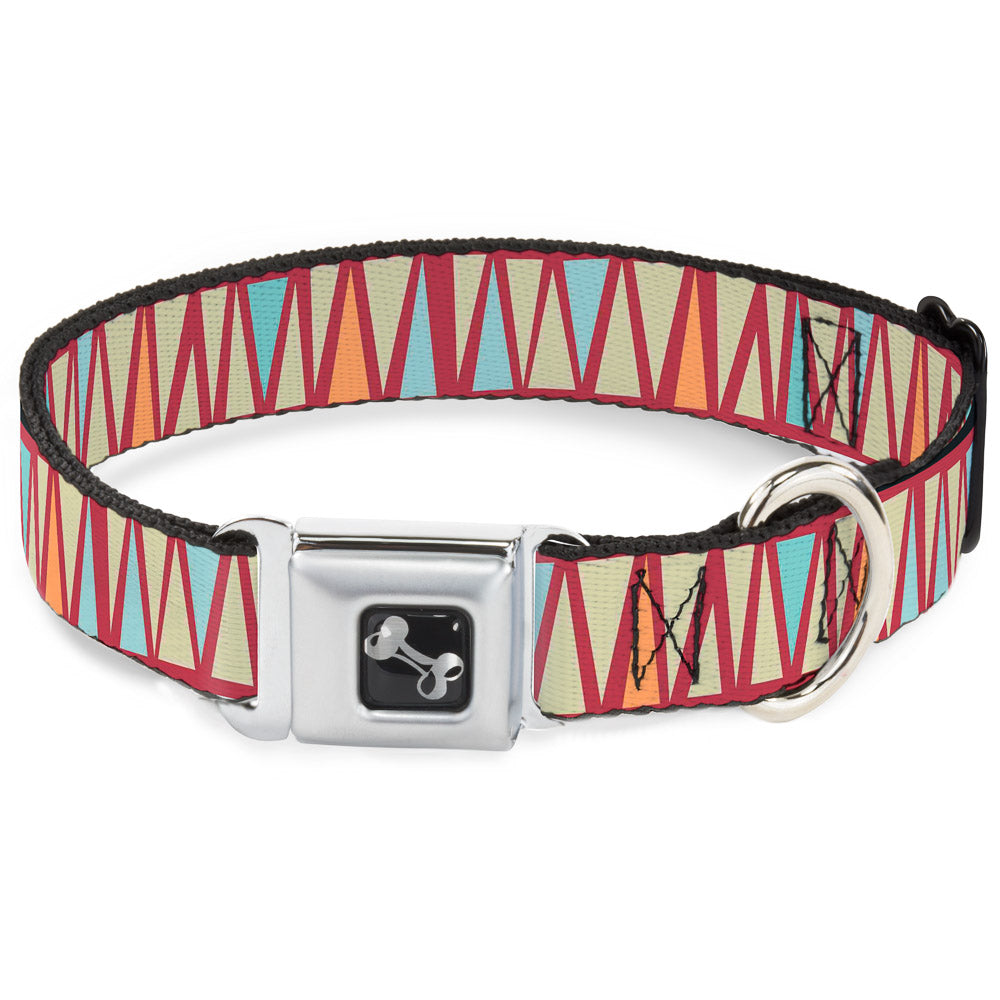 Dog Bone Seatbelt Buckle Collar - Zig Zag Doodle Red/Tan/Blues/Orange Seatbelt Buckle Collars Buckle-Down