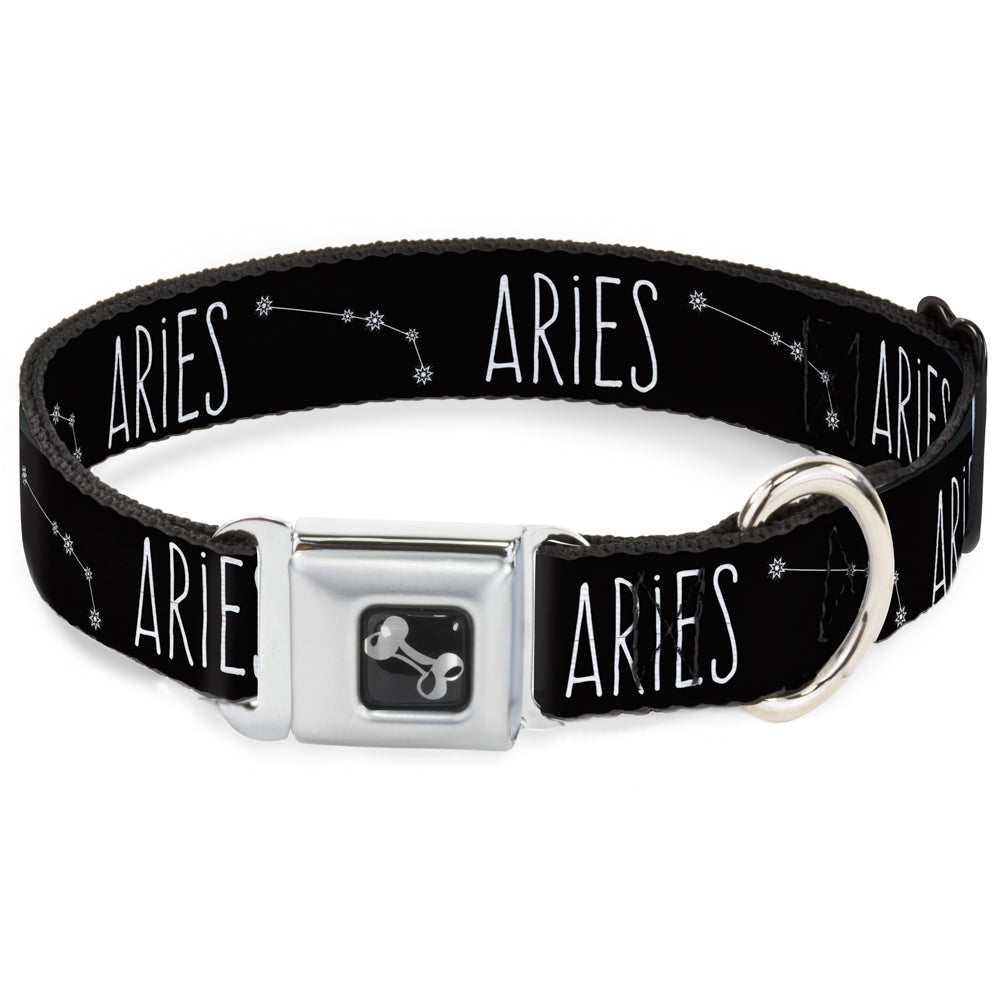 Dog Bone Seatbelt Buckle Collar - Zodiac ARIES/Constellation Black/White Seatbelt Buckle Collars Buckle-Down