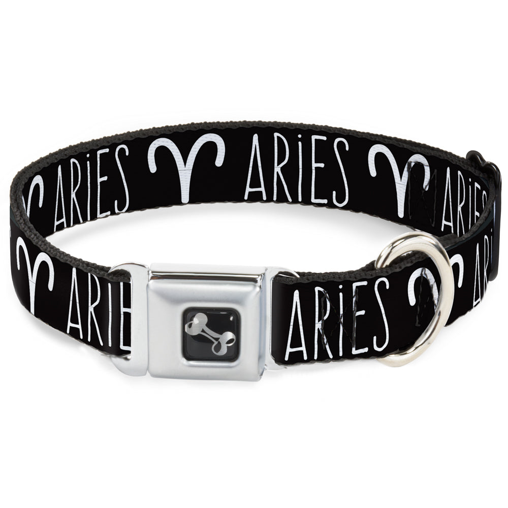 Dog Bone Seatbelt Buckle Collar - Zodiac ARIES/Symbol Black/White Seatbelt Buckle Collars Buckle-Down