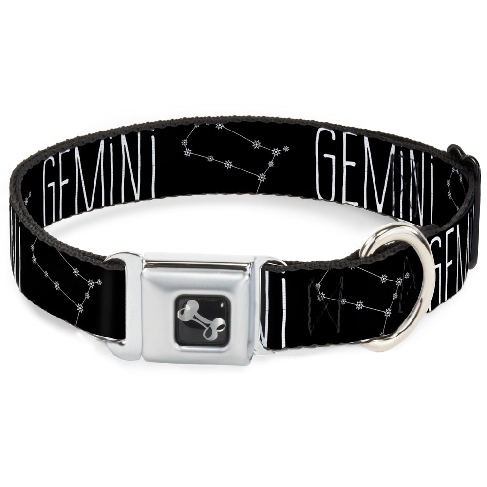 Dog Bone Seatbelt Buckle Collar - Zodiac GEMINI/Constellation Black/White Seatbelt Buckle Collars Buckle-Down