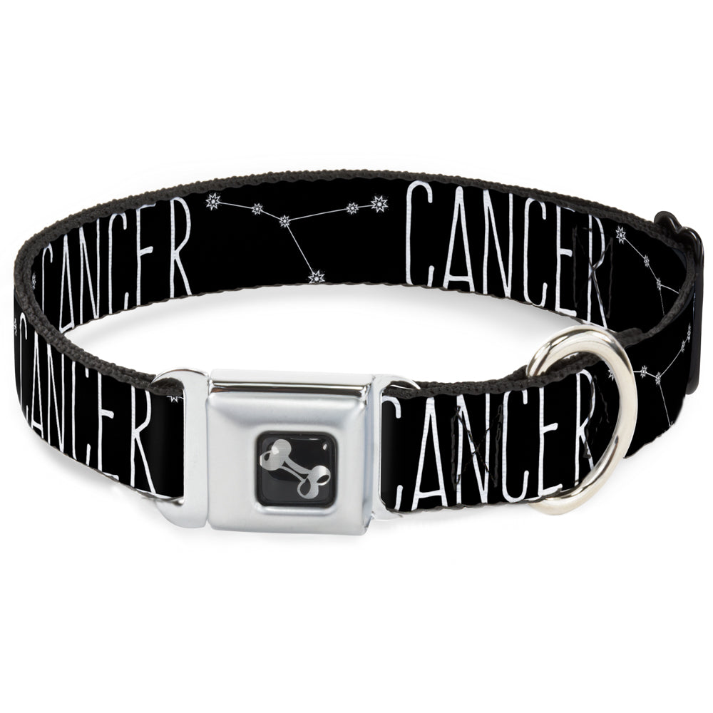 Dog Bone Seatbelt Buckle Collar - Zodiac CANCER/Constellation Black/White Seatbelt Buckle Collars Buckle-Down