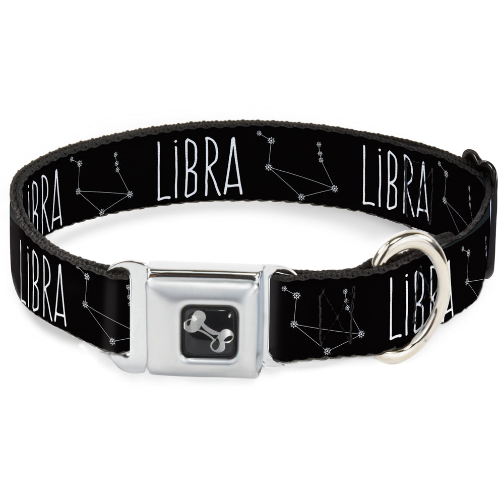 Dog Bone Seatbelt Buckle Collar - Zodiac LIBRA/Constellation Black/White Seatbelt Buckle Collars Buckle-Down