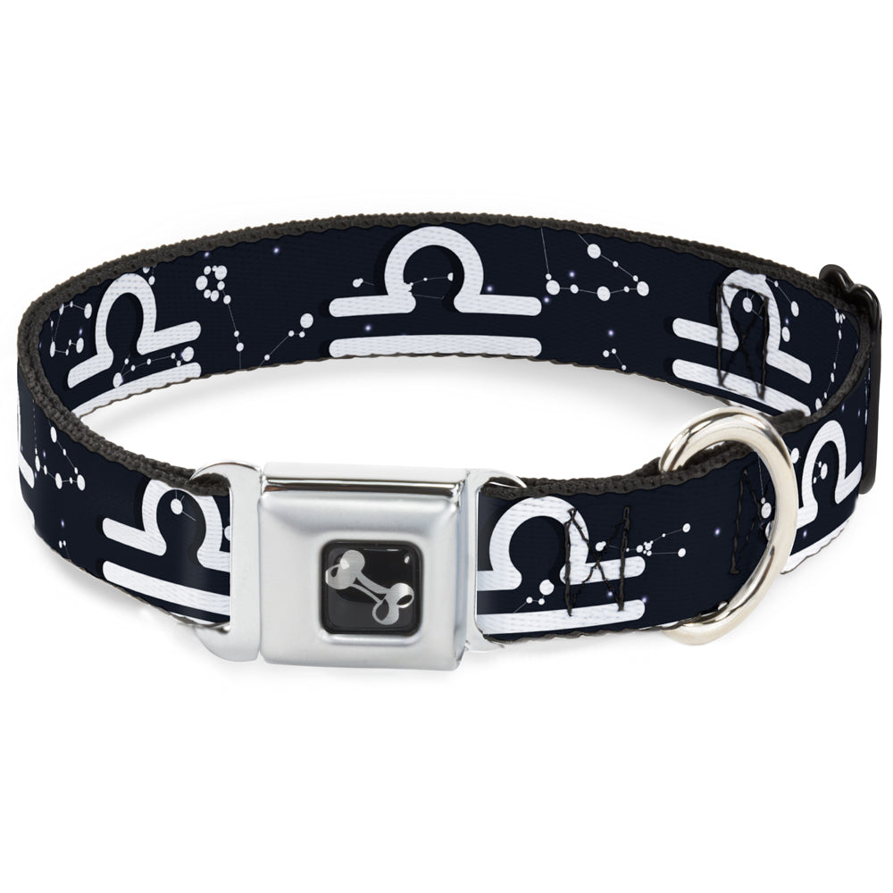 Dog Bone Seatbelt Buckle Collar - Zodiac Libra Symbol/Constellations Black/White Seatbelt Buckle Collars Buckle-Down
