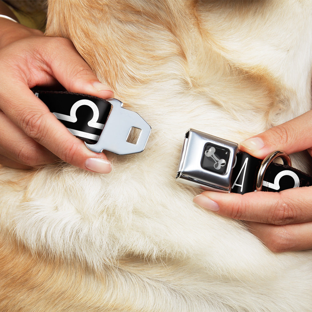 Dog Bone Seatbelt Buckle Collar - Zodiac LIBRA/Symbol Black/White Seatbelt Buckle Collars Buckle-Down