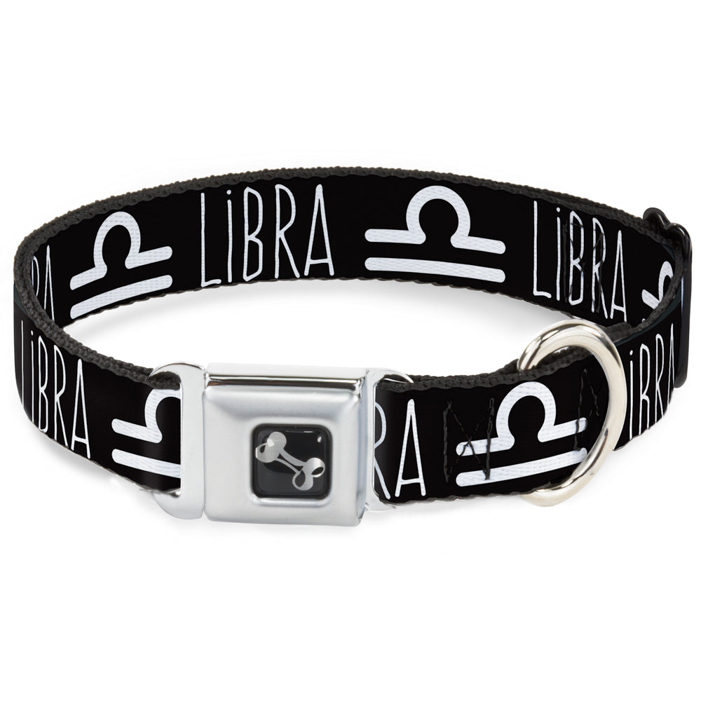 Dog Bone Seatbelt Buckle Collar - Zodiac LIBRA/Symbol Black/White Seatbelt Buckle Collars Buckle-Down