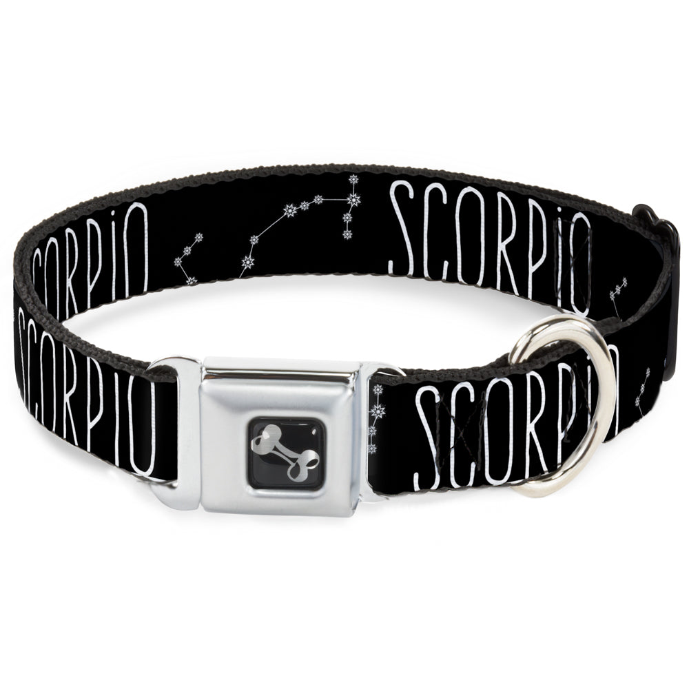 Dog Bone Seatbelt Buckle Collar - Zodiac SCORPIO/Constellation Black/White Seatbelt Buckle Collars Buckle-Down