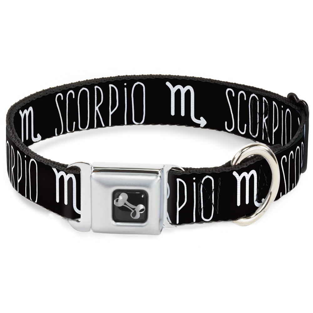 Dog Bone Seatbelt Buckle Collar - Zodiac SCORPIO/Symbol Black/White Seatbelt Buckle Collars Buckle-Down