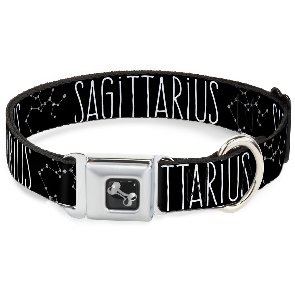 Dog Bone Seatbelt Buckle Collar - Zodiac SAGITTARIUS/Constellation Black/White Seatbelt Buckle Collars Buckle-Down