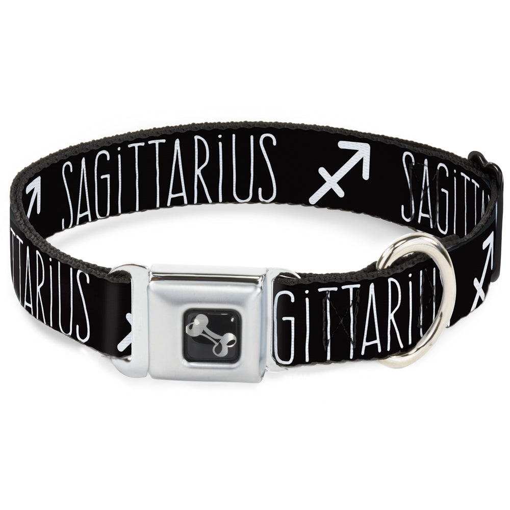 Dog Bone Seatbelt Buckle Collar - Zodiac SAGITTARIUS/Symbol Black/White Seatbelt Buckle Collars Buckle-Down