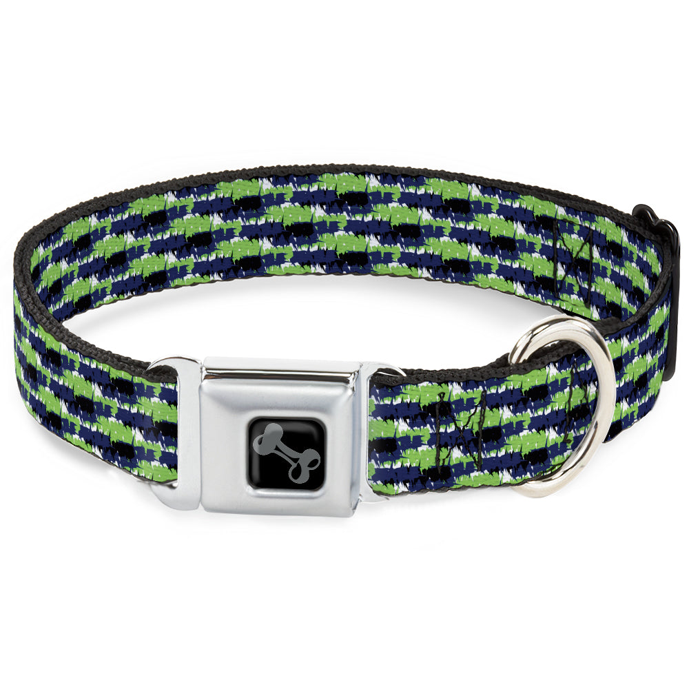 Dog Bone Black/Silver Seatbelt Buckle Collar - Abstract Scribble Black/Blue/Neon Green Seatbelt Buckle Collars Buckle-Down