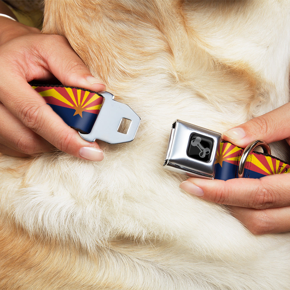 Dog Bone Black/Silver Seatbelt Buckle Collar - Arizona Flag Red/Yellow/Gold/Blue Seatbelt Buckle Collars Buckle-Down