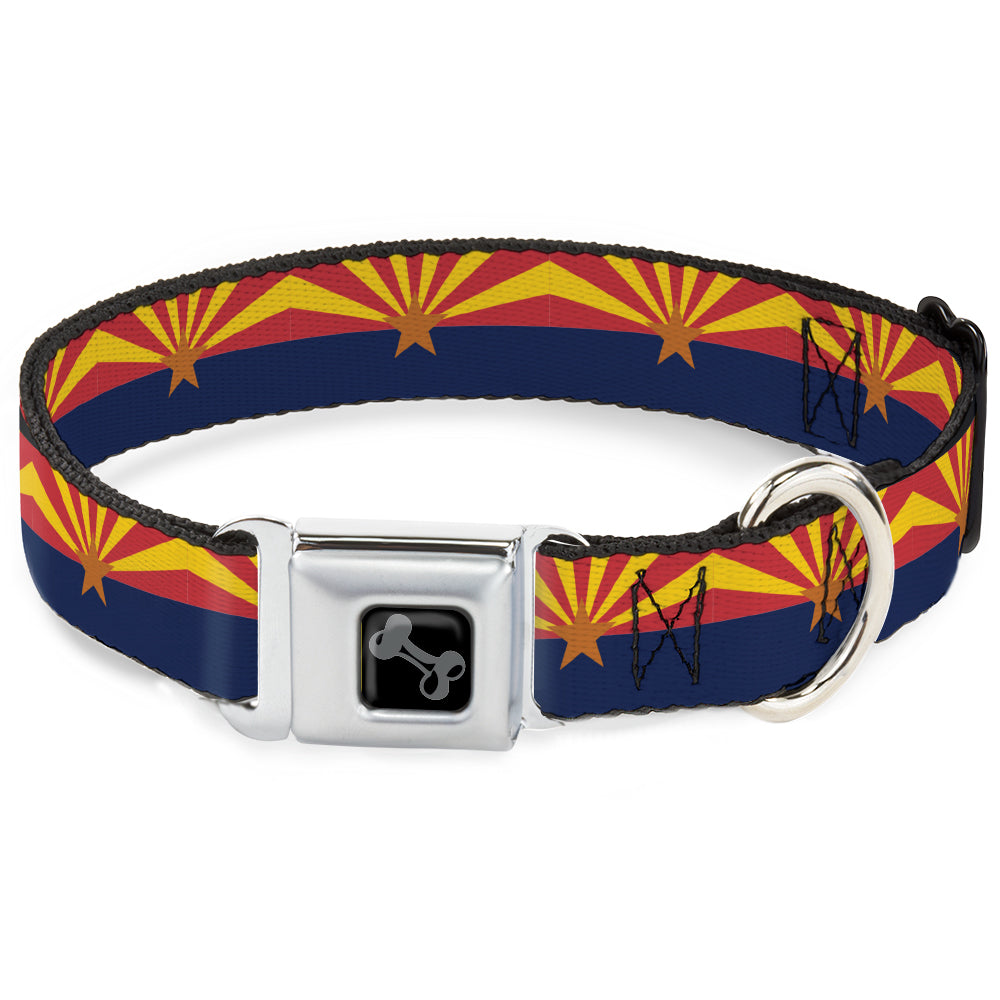 Dog Bone Black/Silver Seatbelt Buckle Collar - Arizona Flag Red/Yellow/Gold/Blue Seatbelt Buckle Collars Buckle-Down