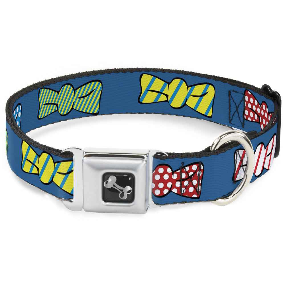 Dog Bone Seatbelt Buckle Collar - Bowties Blue/Multi Color Seatbelt Buckle Collars Buckle-Down