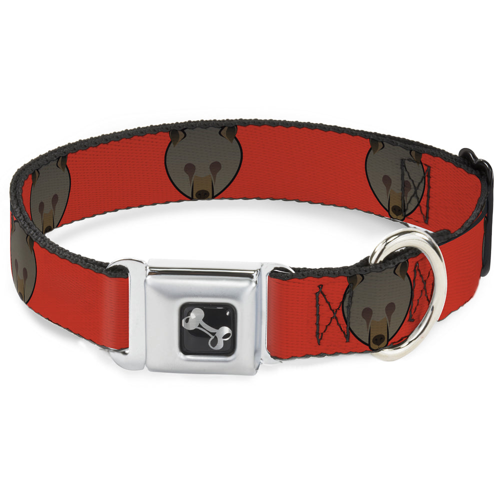 Dog Bone Seatbelt Buckle Collar - Brown Bear Repeat Orange Seatbelt Buckle Collars Buckle-Down