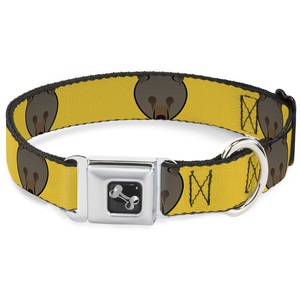Dog Bone Seatbelt Buckle Collar - Brown Bear Repeat Yellow Seatbelt Buckle Collars Buckle-Down
