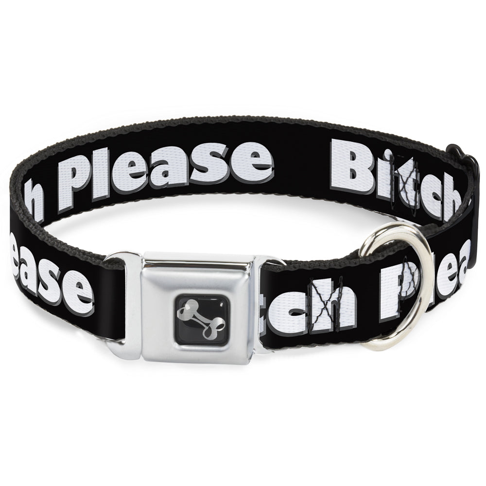 Buckle-Down Seatbelt Buckle Dog Collar - BITCH PLEASE Black/White Seatbelt Buckle Collars Buckle-Down